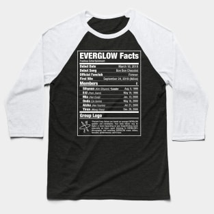 EVERGLOW Kpop Nutritional Facts 2 Baseball T-Shirt